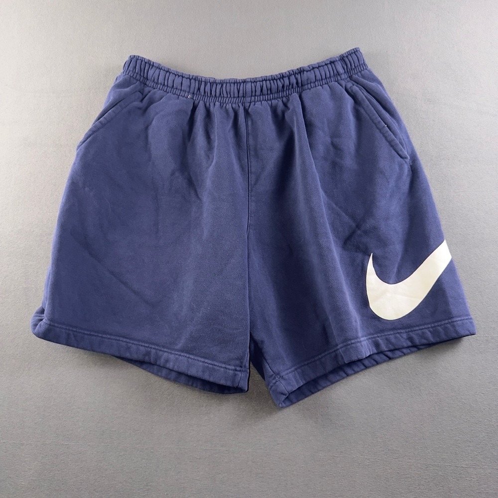 Nike Mens XXL Fleece Shorts Navy Blue Big Swoosh Logo Athletic Gym Pockets